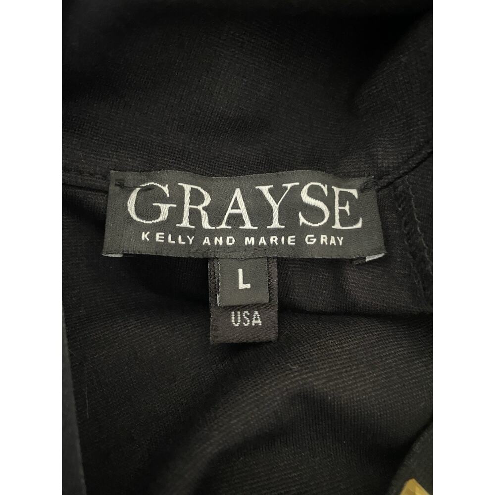 Grayse Black Dress Mock Neck Rhinestone Bead Gold Sheath Knit Sleeveless Mini L - Picture 11 of 11